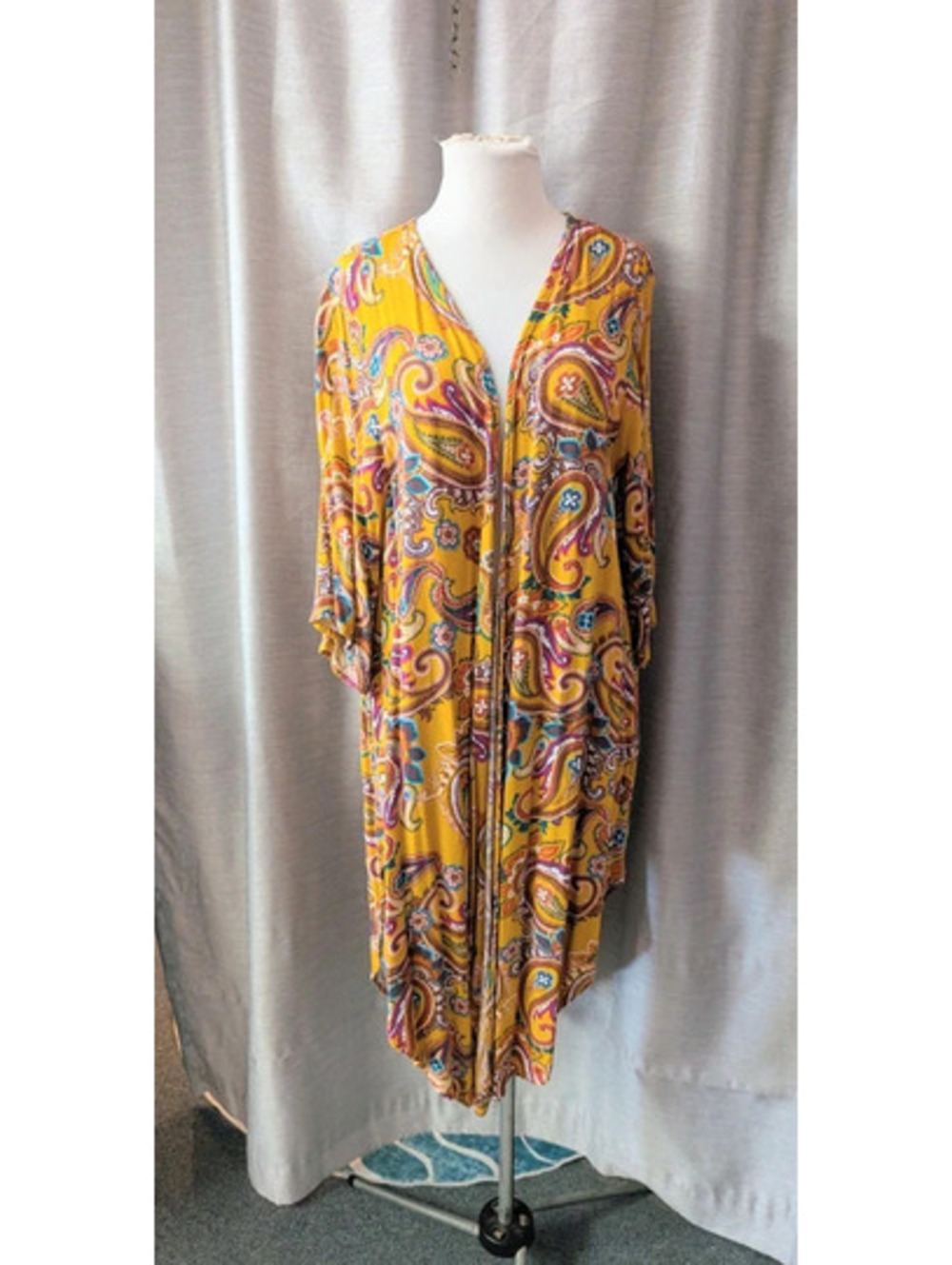 Yellow Paisley Cover Up Kimono XL 1X